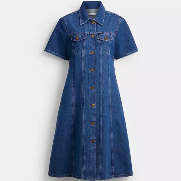 Coach denim midi dress size 8 - Picture 1 of 7